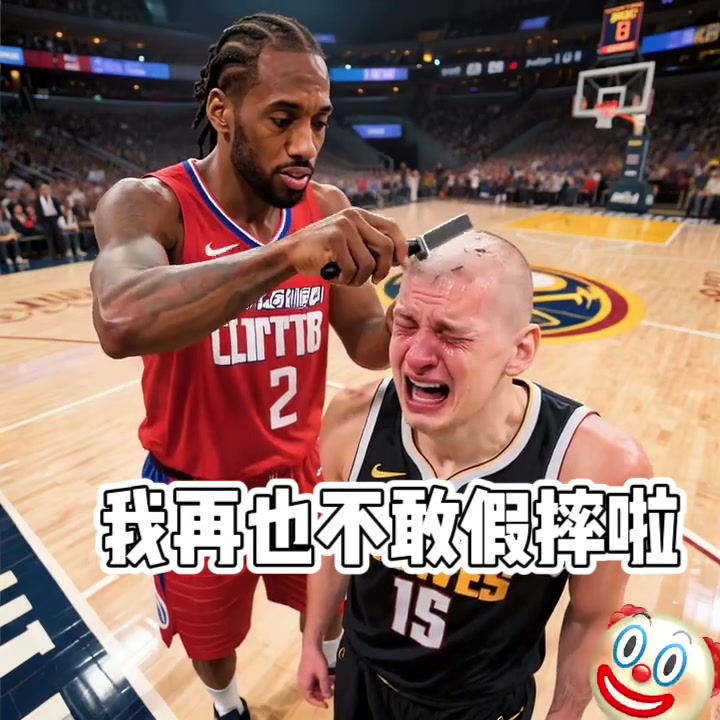網友AI創作約基奇被小卡剃頭并配文我再也不敢假摔啦
