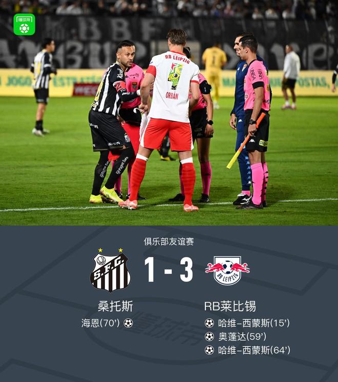 RB萊比錫勝桑托斯，哈維雙響，奧蓬達破門，3-1
